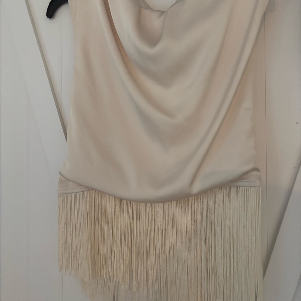 fab'rik Cream Fringe Top